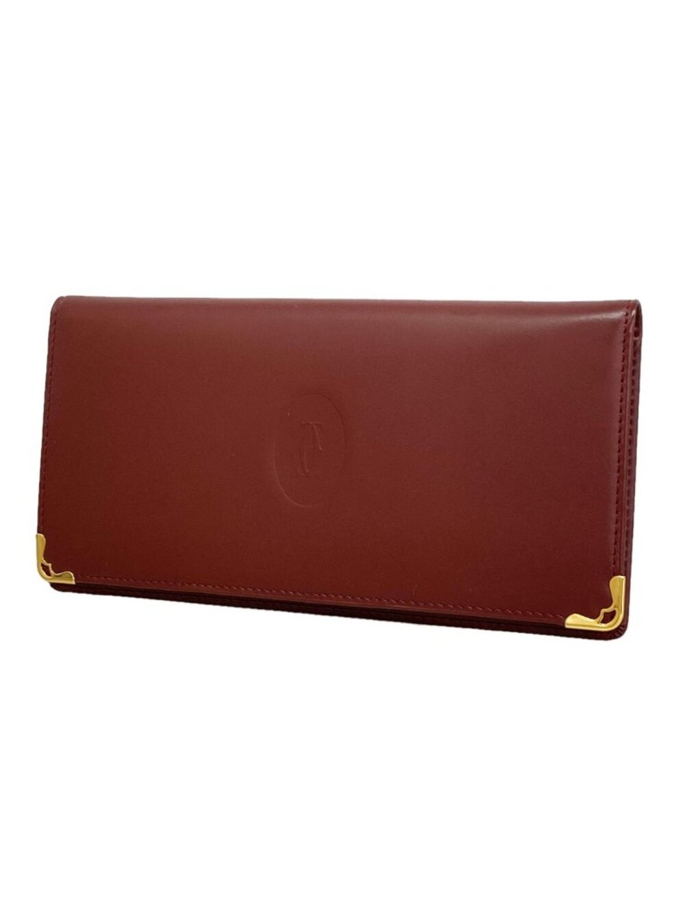 Cartier Long Billfold Must Leather Bordeaux Gold Wallet